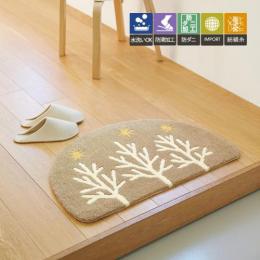 東リマット　TOM5004　【洗える】　抗菌防臭　滑りにくい加工　約50×80cm(半円形)　玄関マット